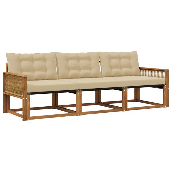 vidaXL Ensemble de canapés d'extérieur 3 Pièces Naturel et Beige