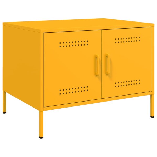 vidaXL Table basse jaune moutarde 68x50x50 5 cm acier laminé à froid