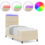 vidaXL Lit à ressort avec matelas & LED Crème 100x200 cm Tissu