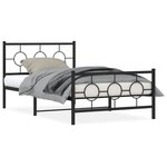 vidaXL Cadre de lit métal sans matelas avec pied de lit noir 107x203cm