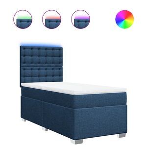 vidaXL Sommier à lattes de lit avec matelas Bleu 90x200 cm Tissu