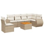 vidaXL Salon de jardin avec coussins 7 Pièces beige résine tressée