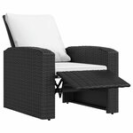 vidaXL Fauteuil inclinable de jardin avec coussins noir résine tressée