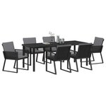vidaXL Ensemble de salle à manger pour jardin 7 Pièces Noir