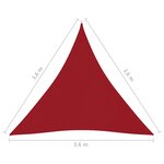 vidaXL Voile de parasol Tissu Oxford triangulaire 3 6x3 6x3 6 m Rouge