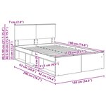 vidaXL Cadre de lit Chêne fumé 135 x 190 cm Bois d'ingénierie