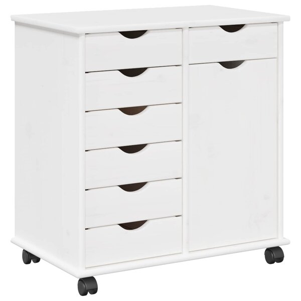 vidaXL Cabinet roulant Blanc 63 5 x 39 x 65 5 cm Bois de Pin Massif