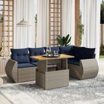 vidaXL Salon de jardin 6 Pièces avec coussins gris résine tressée