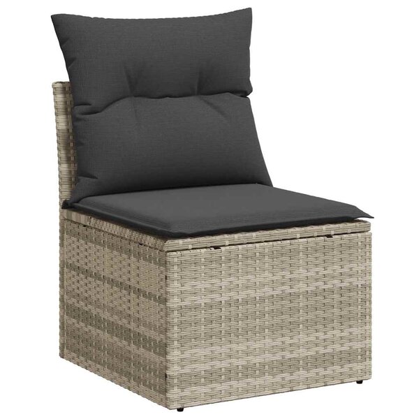 vidaXL Chaise de jardin sans accoudoirs avec coussins gris clair rotin