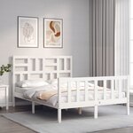 vidaXL Cadre de lit sans matelas blanc 140x190 cm bois de pin massif