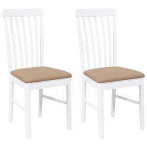 vidaXL Chaises à manger coussins 2 Pièces blanc bois massif caoutchouc