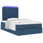 vidaXL Cadre de lit ottoman avec matelas bleu 120x190 cm tissu