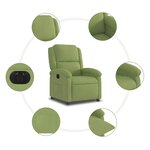 vidaXL Fauteuil inclinable électrique vert clair velours
