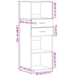 vidaXL Buffet haut gris béton 45x42 5x124 cm bois d'ingénierie