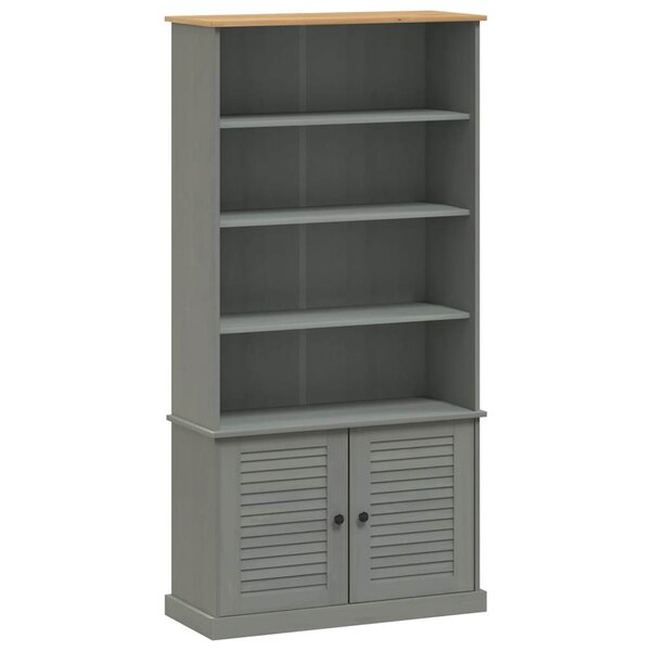 vidaXL Bibliothèque VIGO gris 85x35x170 cm bois massif de pin