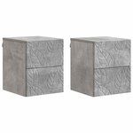vidaXL Cabinet de chevet mural 2 Pièces Gris béton 34 5 x 33 x 40 cm