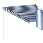 vidaXL Auvent manuel rétractable avec store 3x2 5 m Bleu et blanc