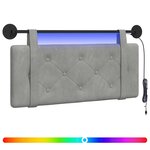 vidaXL Tête de lit suspendue Avec lumière LED Gris clair Velours