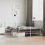 vidaXL Cadre de lit métal avec tête de lit/pied de lit blanc 160x200cm