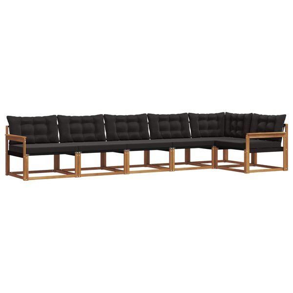 vidaXL Ensemble de canapés d'extérieur 6 pc Naturel et Noir