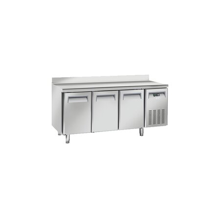 Table réfrigérée négative 3 portes avec dosseret - profondeur 600 - cool head - r290 - acier inoxydable3pleine x600xmm