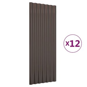 vidaXL Panneaux de toit 12 Pièces Acier enduit de poudre Marron 100x36 cm