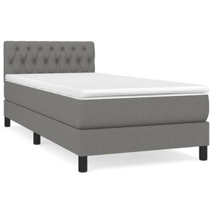 vidaXL Sommier à lattes de lit avec matelas Gris foncé 100x200cm Tissu