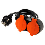 Rallonge étanche 2 prises avec clapet orange  2P+T H07RN-F 3x 1 5mm² 5m - Zenitech