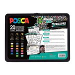 Marqueurs posca "doodle art" couleurs et pointes assorties - mallette de 20