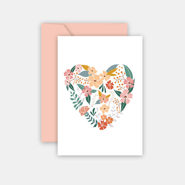 Carte pour dire un mot - coeur floral