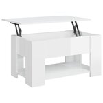 vidaXL Table basse blanc brillant 79x49x41 cm bois d'ingénierie