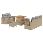 vidaXL Ensemble de canapés de jardin 8 pièces avec coussins beige en poly rotin acacia