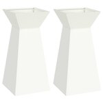 vidaXL Pots de jardin en pilier 2 Pièces  avec bol blanc de 35x35x73 cm en acier.