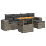 vidaXL Salon de jardin 6 Pièces avec coussins gris résine tressée
