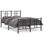 vidaXL Cadre de lit métal sans matelas avec pied de lit noir 120x190cm
