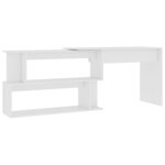Bureau table poste de travail meuble d'ordinateur informatique étude d'angle 200 x 50 x 76 cm bois d'ingénierie blanc 02_0023667