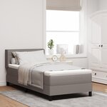 vidaXL Lit box spring avec matelas en taupe  90 x 200 cm  tissu