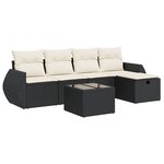 vidaXL Salon de jardin 6 Pièces avec coussins noir résine tressée