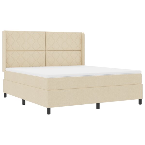vidaXL Lit à ressorts crème avec matelas et LED 180x200 cm  en tissu