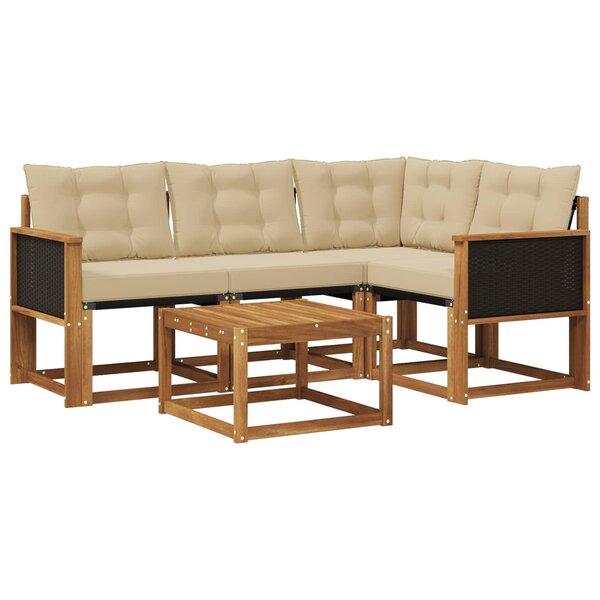vidaXL Ensemble de canapés d'extérieur 5 Pièces Naturel et Beige