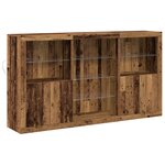 vidaXL Buffet avec lumières LED Bois vieilli 181.5x37x100 cm Bois d'ingénierie