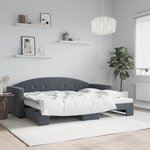 vidaXL Lit de jour avec gigogne sans matelas gris foncé 80x200 cm