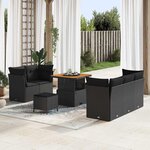 vidaXL Ensemble de canapé de jardin 8 Pièces Noir 80 x 80 x 71 cm