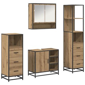 vidaXL Ensemble de mobilier de salle de bain 4 Pièces Chêne artisanal