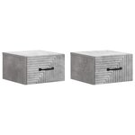 vidaXL Cabinet de chevet mural 2 Pièces Gris béton 34 5 x 33 x 20 cm