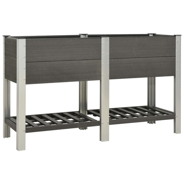 vidaXL Lit surélevé de jardin avec étagère 150x50x90 cm WPC Gris