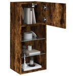 vidaXL Meubles TV avec lumières LED 2 Pièces chêne fumé 40 5x30x90 cm