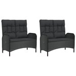 vidaXL Ensemble à manger de jardin coussins 5Pièces Noir Résine tressée