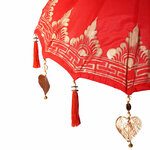 vidaXL Parasol avec Base Rouge et brun 250 cm Coton et bois