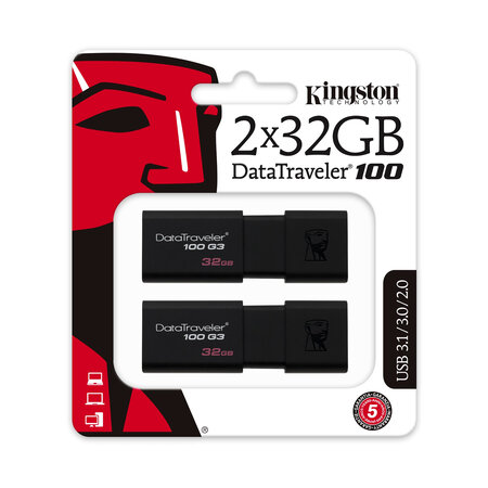KINGSTON 32GB USB 3.0 DT 100 G3 2pcs 32GB USB 3.0 DataTraveler 100 G3 2pcs